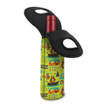 Animal Camping Pattern Print Single Neoprene Wine Tote