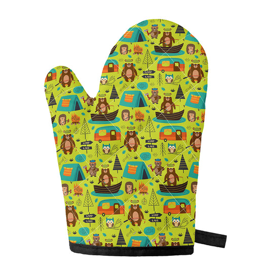 Animal Camping Pattern Print Single Oven Mitt