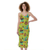 Animal Camping Pattern Print Slim Fit Midi Cami Dress