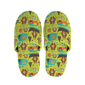 Animal Camping Pattern Print Slippers