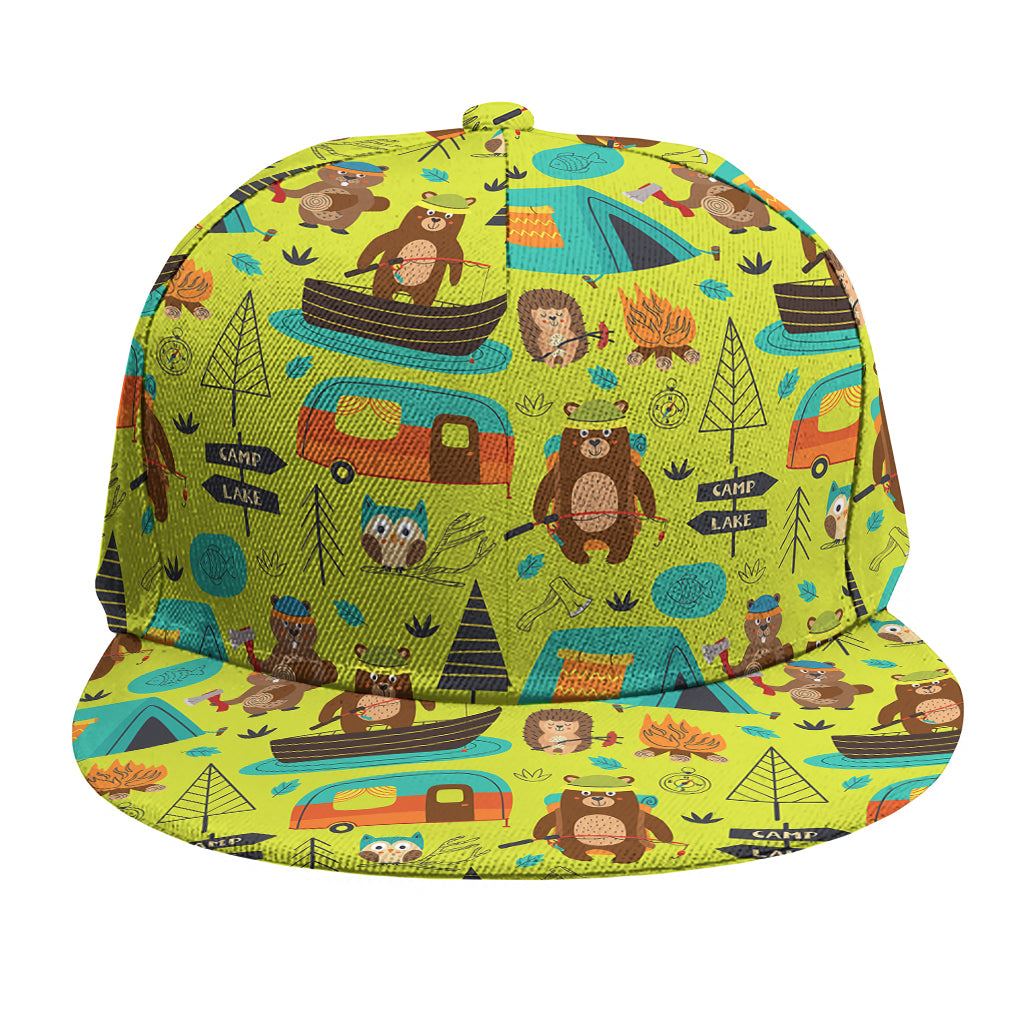 Animal Camping Pattern Print Snapback Cap