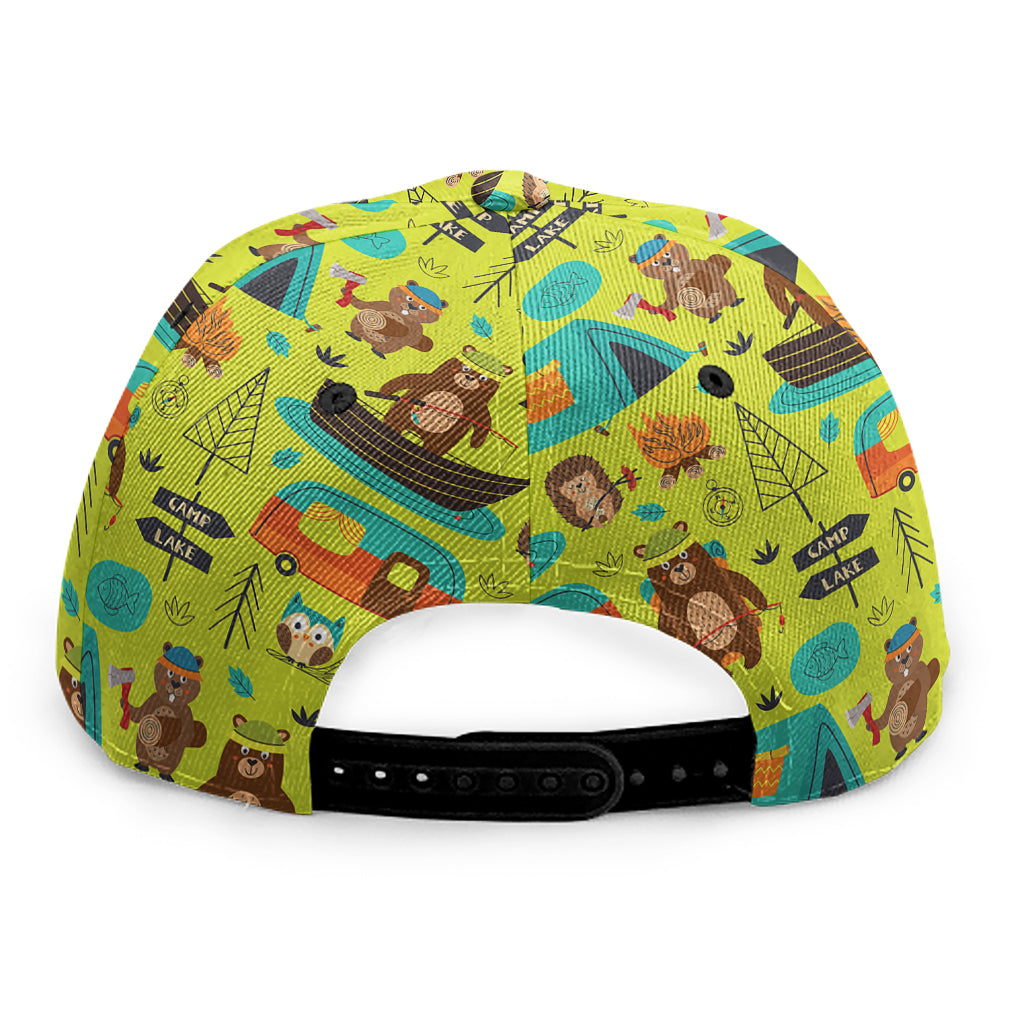 Animal Camping Pattern Print Snapback Cap