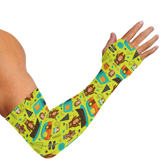 Animal Camping Pattern Print Sun Protection Arm Sleeves