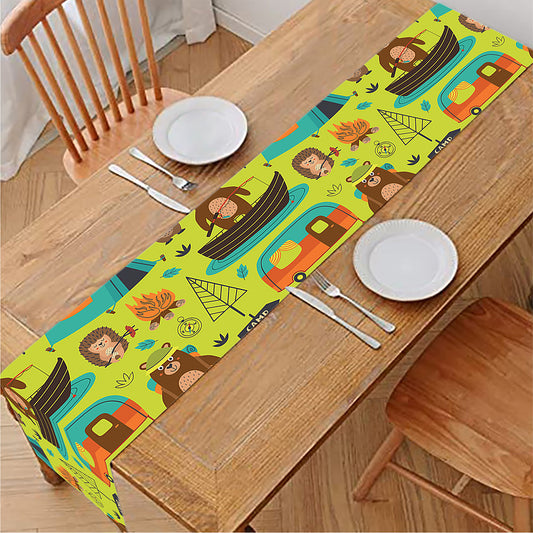Animal Camping Pattern Print Table Runner
