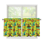 Animal Camping Pattern Print Tier Curtains