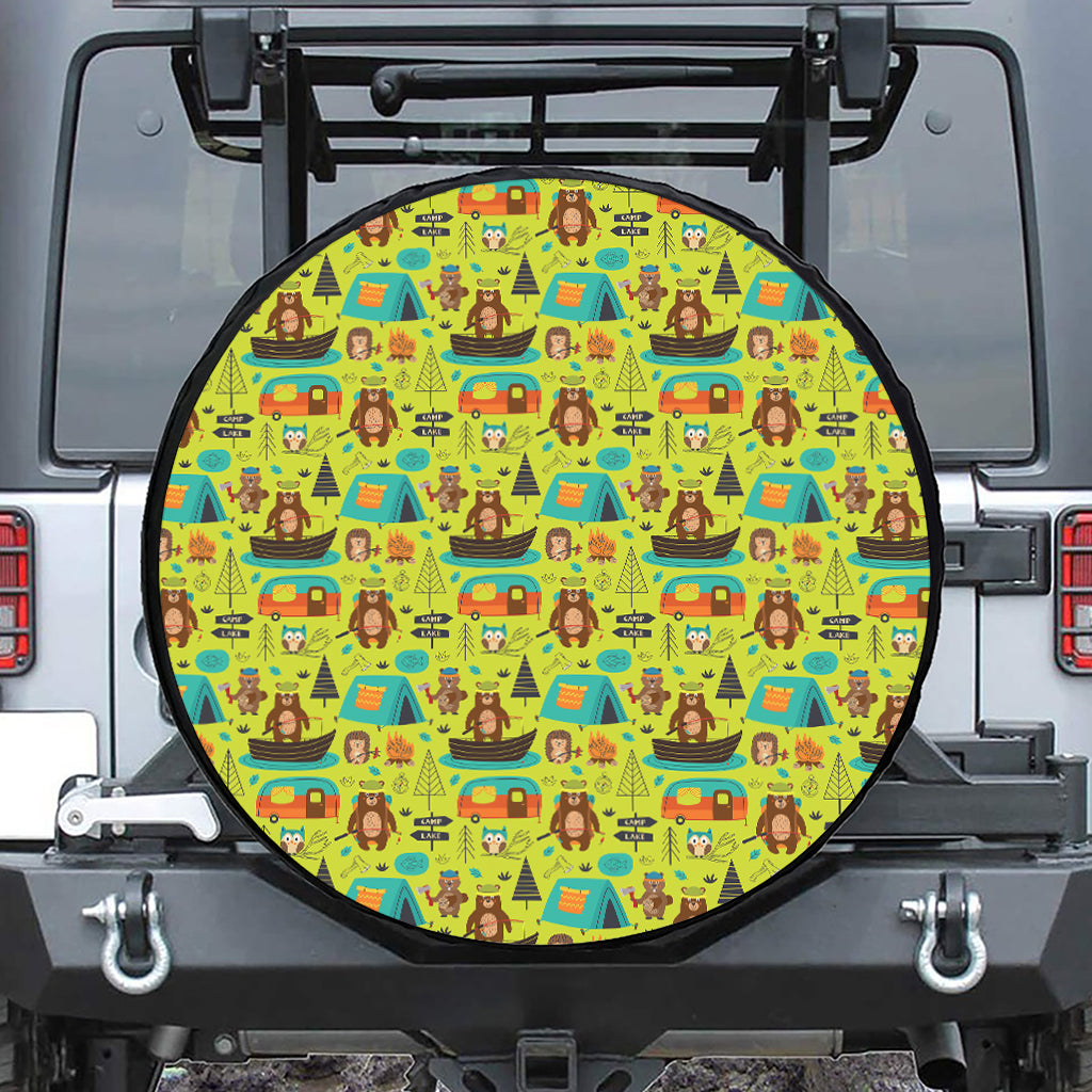 Animal Camping Pattern Print Tire Cover