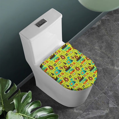 Animal Camping Pattern Print Toilet Lid Cover