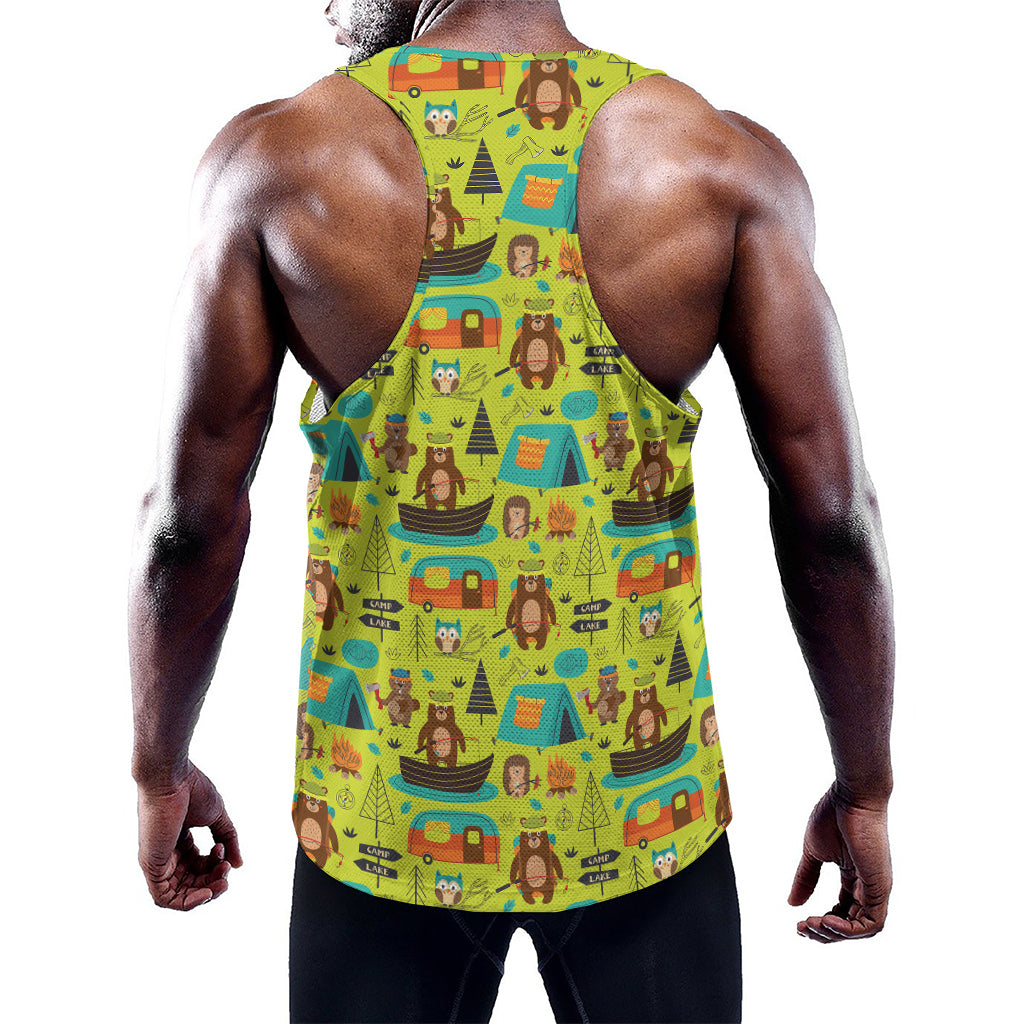 Animal Camping Pattern Print Training Tank Top