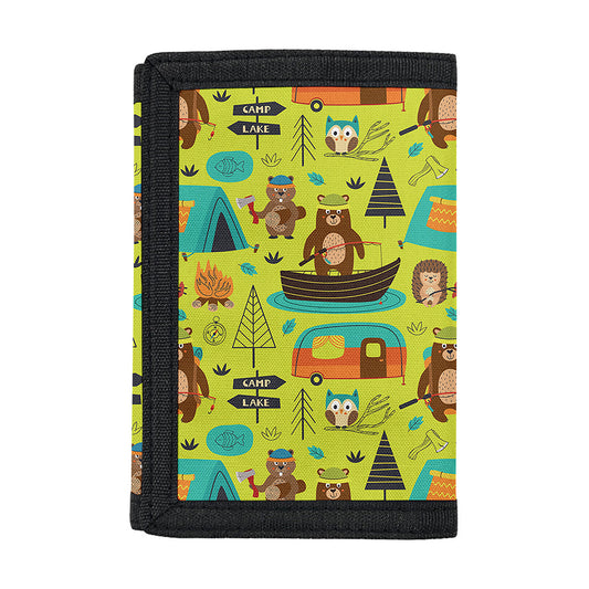 Animal Camping Pattern Print Trifold Wallet