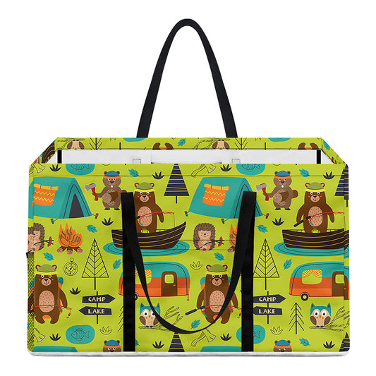 Animal Camping Pattern Print Utility Tote Bag