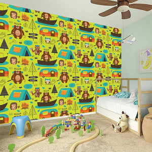 Animal Camping Pattern Print Wall Sticker