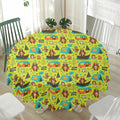 Animal Camping Pattern Print Waterproof Round Tablecloth