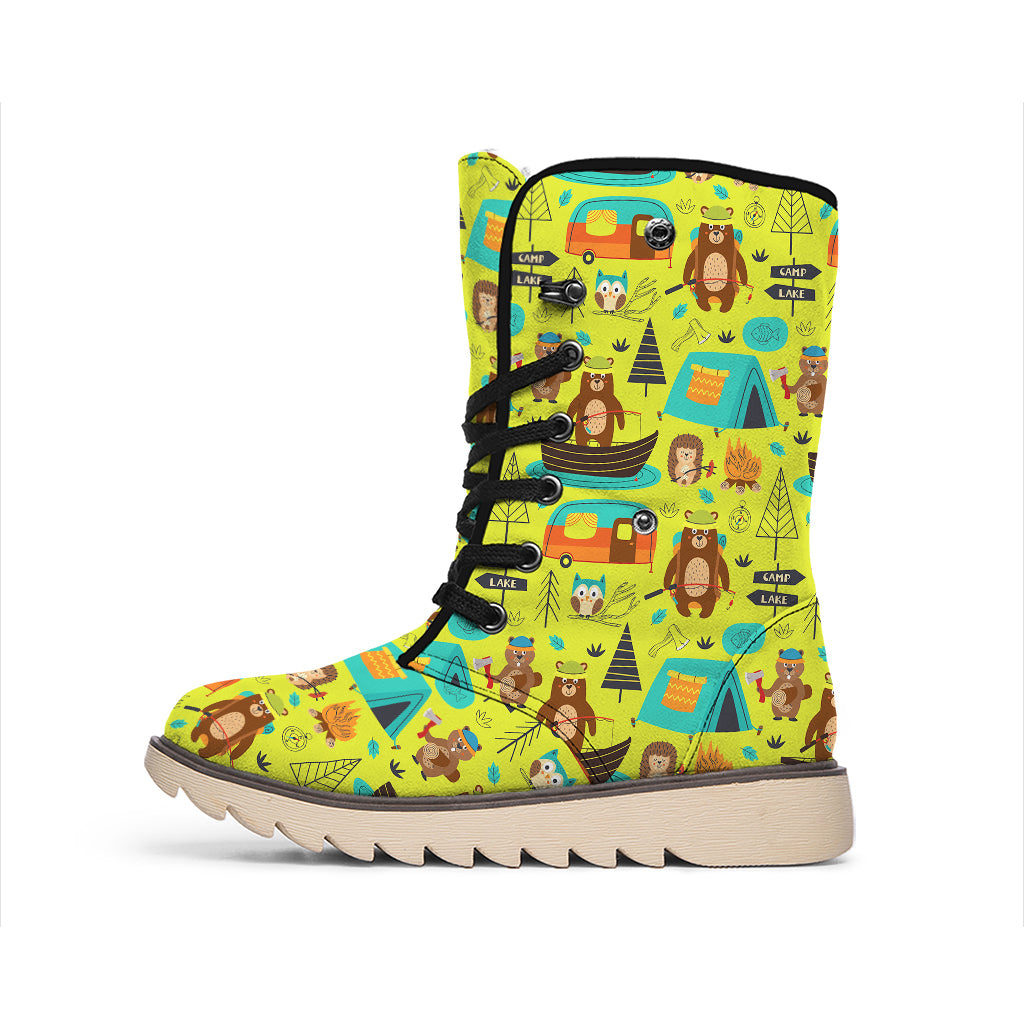 Animal Camping Pattern Print Winter Boots