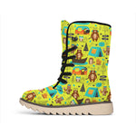 Animal Camping Pattern Print Winter Boots