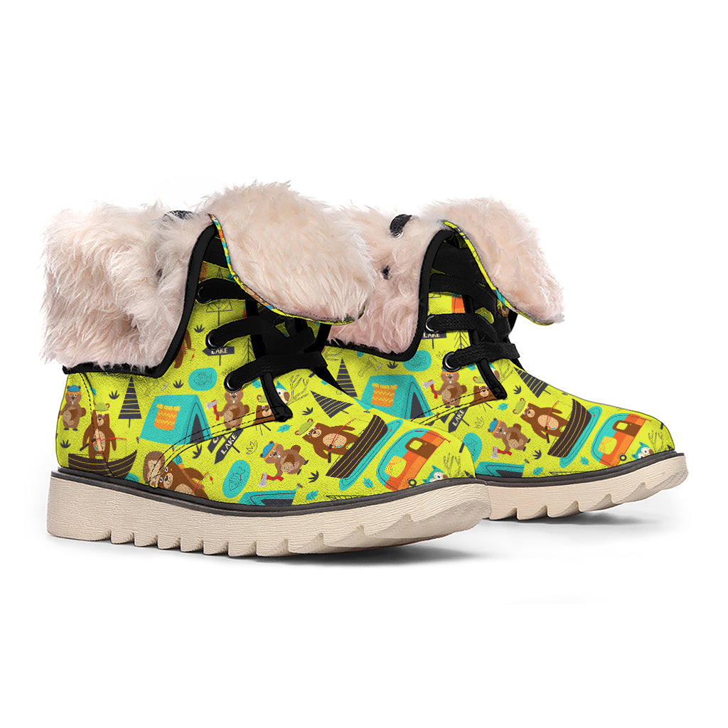 Animal Camping Pattern Print Winter Boots