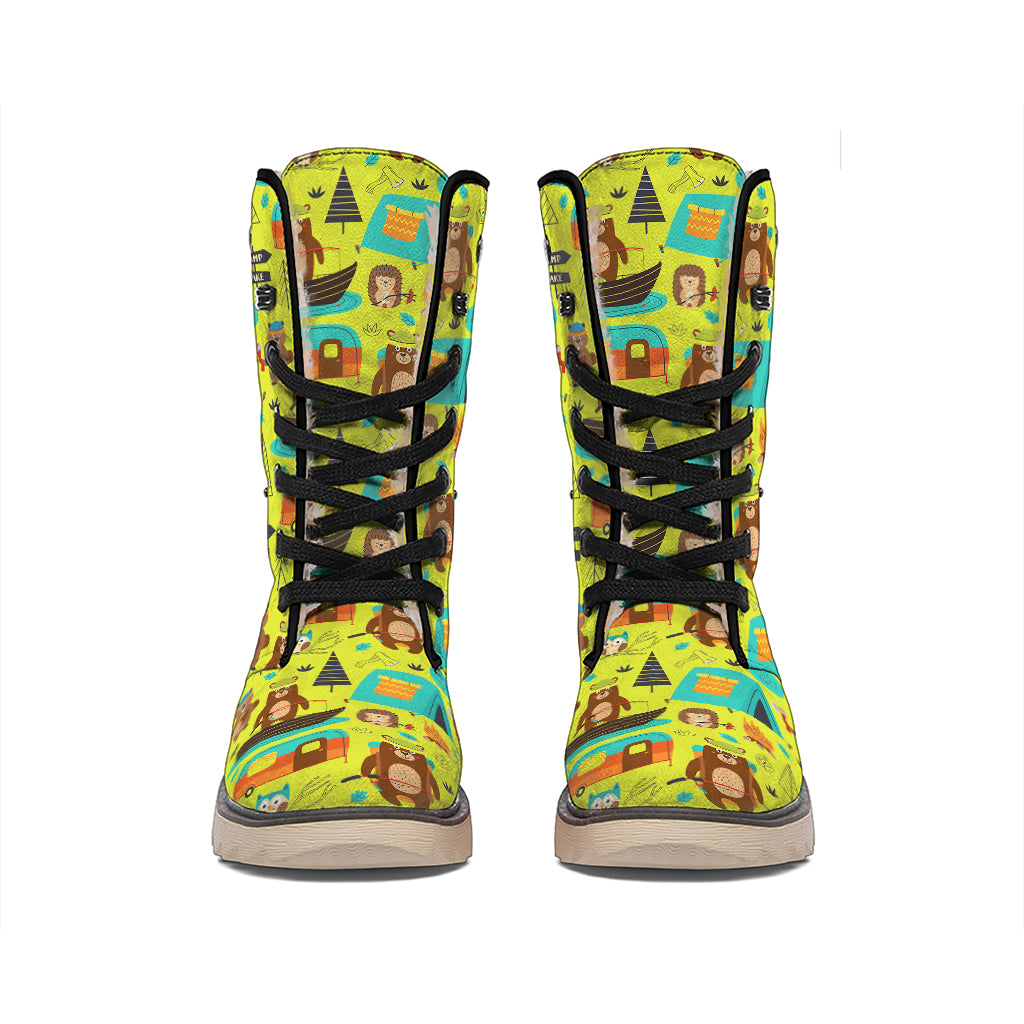 Animal Camping Pattern Print Winter Boots