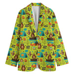 Animal Camping Pattern Print Women's Blazer