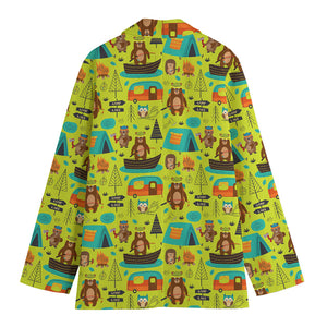 Animal Camping Pattern Print Women's Blazer