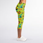 Animal Camping Pattern Print Women's Capri Leggings