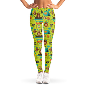 Animal Camping Pattern Print Women's Leggings