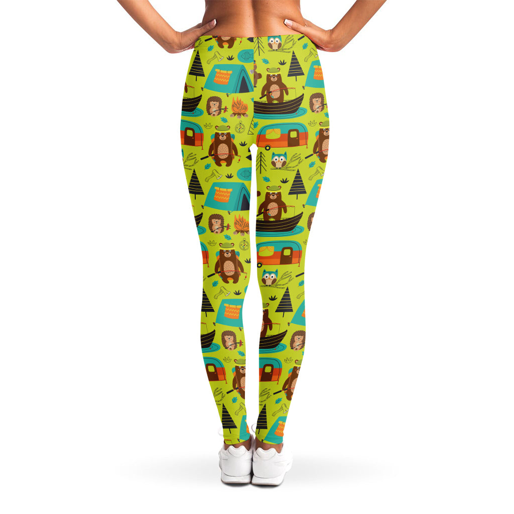 Animal Camping Pattern Print Women's Leggings