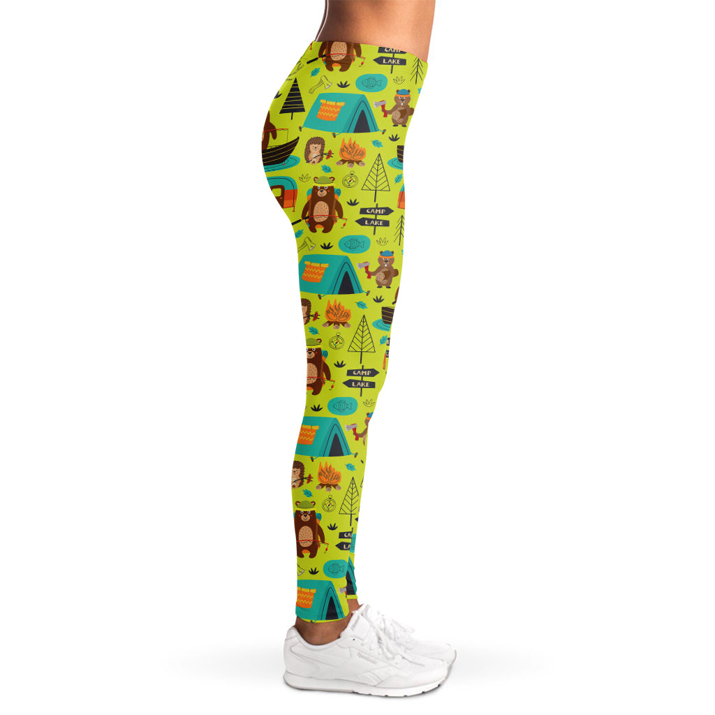 Animal Camping Pattern Print Women's Leggings