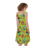 Animal Camping Pattern Print Women's Sleeveless Dress