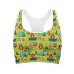 Animal Camping Pattern Print Women's Sports Bra