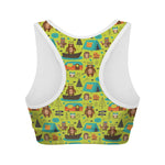 Animal Camping Pattern Print Women's Sports Bra