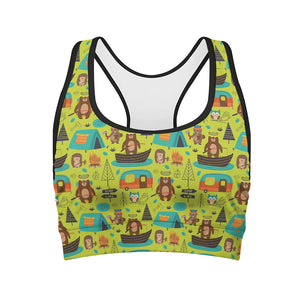 Animal Camping Pattern Print Women's Sports Bra