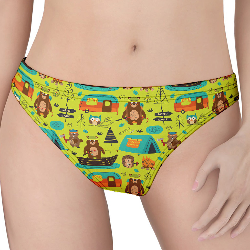 Animal Camping Pattern Print Women's Thong