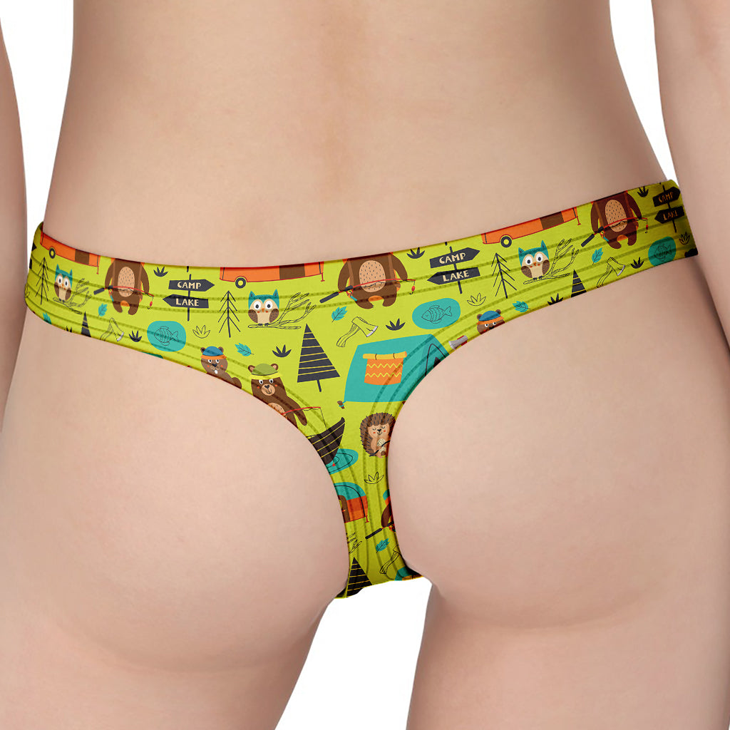 Animal Camping Pattern Print Women's Thong