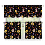 Animal Wizard Pattern Print 3 Piece Kitchen Curtains