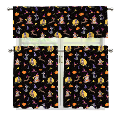 Animal Wizard Pattern Print 3 Piece Kitchen Curtains