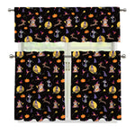 Animal Wizard Pattern Print 3 Piece Kitchen Curtains