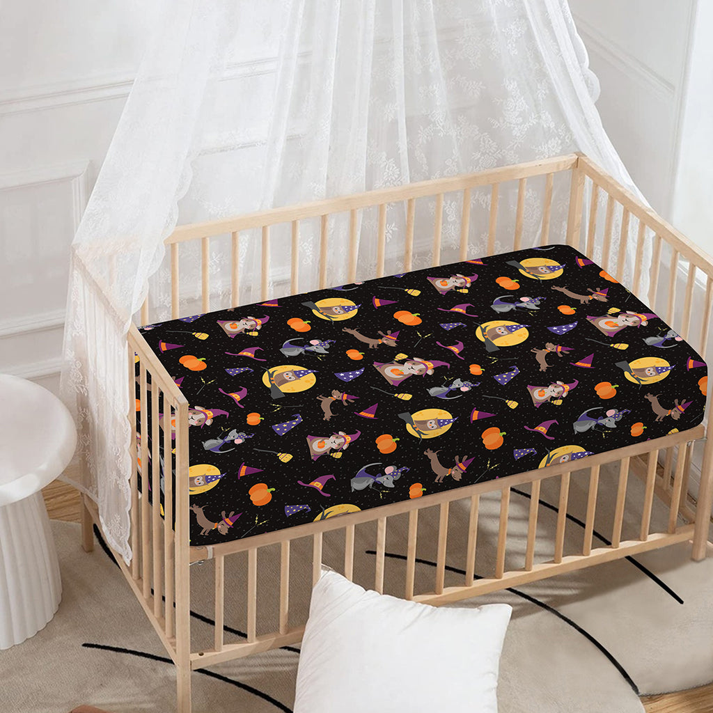 Animal Wizard Pattern Print Baby Crib Sheet