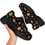 Animal Wizard Pattern Print Black Chunky Shoes