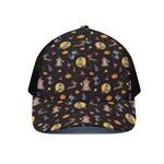 Animal Wizard Pattern Print Black Mesh Trucker Cap