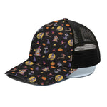 Animal Wizard Pattern Print Black Mesh Trucker Cap