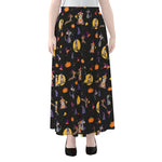 Animal Wizard Pattern Print Chiffon Maxi Skirt