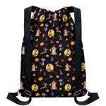 Animal Wizard Pattern Print Drawstring Backpack