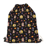 Animal Wizard Pattern Print Drawstring Bag
