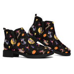 Animal Wizard Pattern Print Flat Ankle Boots