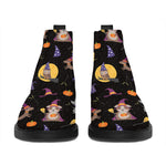 Animal Wizard Pattern Print Flat Ankle Boots