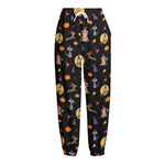 Animal Wizard Pattern Print Fleece Lined Knit Pants