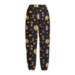 Animal Wizard Pattern Print Fleece Lined Knit Pants