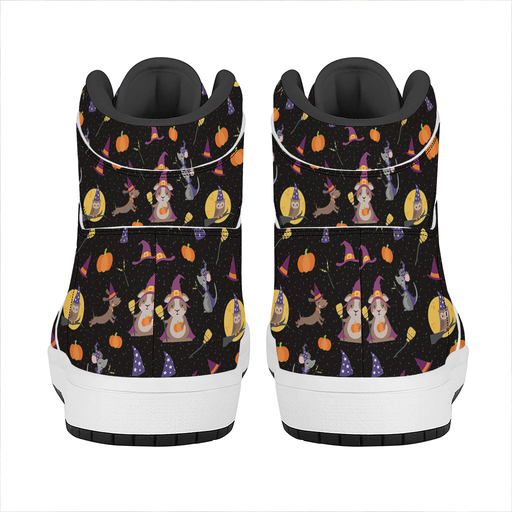 Animal Wizard Pattern Print High Top Leather Sneakers