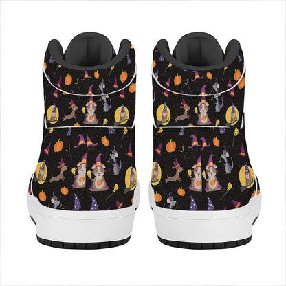 Animal Wizard Pattern Print High Top Leather Sneakers