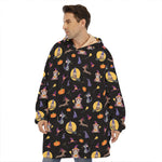 Animal Wizard Pattern Print Hoodie Blanket