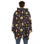 Animal Wizard Pattern Print Hoodie Blanket